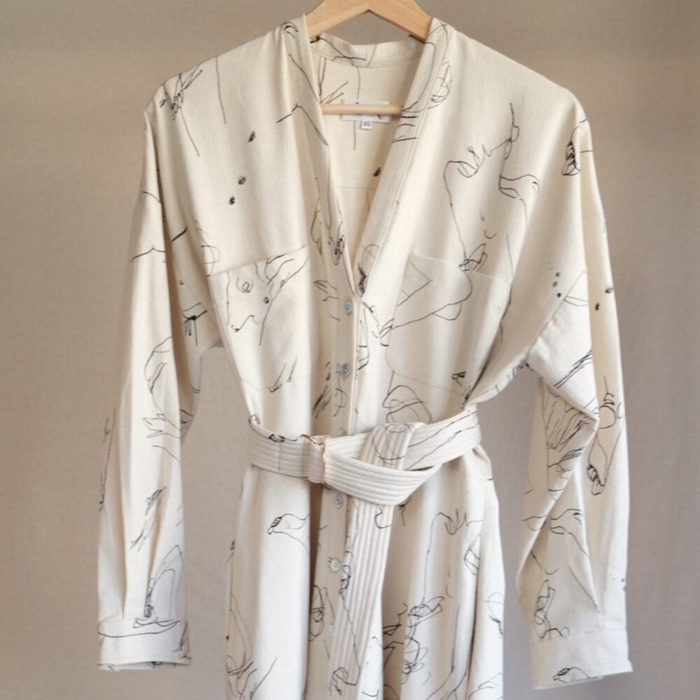 Heinui Samira Dress in Scribbles Print NWT